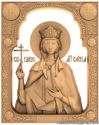 Резная икона Царица Елена из дерева